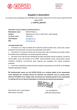 Supplier's declaration product safety 2023/988 (GPSR)