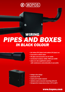 Wiring trunkings, boxes and pipes in black colour